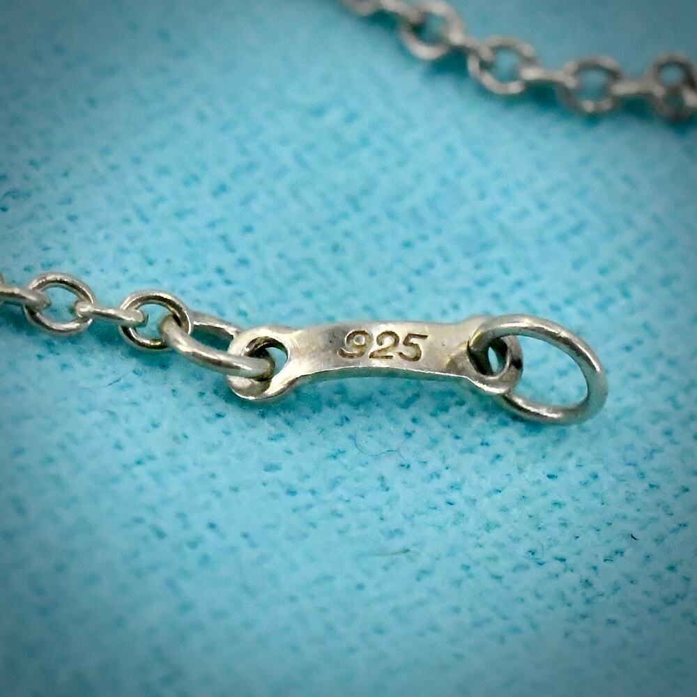 Tiffany & Co. Elsa Peretti Triple 3 Heart Necklace 925 Silver Spain 16" - Picture 4 of 9